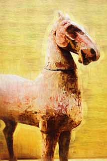 illust,tela,gratis,paisaje,fotografía,idea,pintura,Lápiz de color,dibujo,Cerámica Horse, China antiguo, Guerreros de terracota, Estatuas de caballo, Cerámica