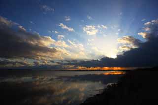 foto,tela,gratis,paisaje,fotografía,idea,La puesta de sol del Lake Uto Ney, Suelo húmedo, Hielo, Temperatura de congelación, Cielo azul