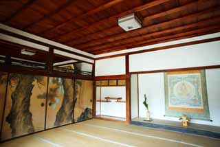 foto,tela,gratis,paisaje,fotografía,idea,Fotografía de Temple fusuma de Ninna - ji, Vela de buen tiempo de Fukui, Habitación japonés -style, Pintura tradicional japonesa, Mandala