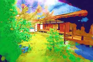 illust,tela,gratis,paisaje,fotografía,idea,pintura,Lápiz de color,dibujo,Estudio de Temple de Ninna - ji pintar with laca negra, Moss, Jardín, Edificio japonés -style, La familia imperial