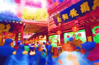 illust,tela,gratis,paisaje,fotografía,idea,pintura,Lápiz de color,dibujo,Centro comercial de jardín de Yuyuan, Jardín de casa de santuario chino, Multitud, Dirija el sur; un bollo cocido al vapor, Comedor