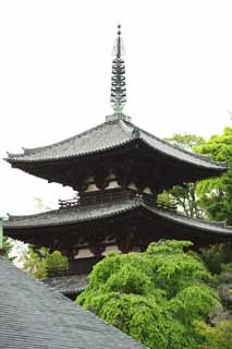 foto,tela,gratis,paisaje,fotografía,idea,Tres pliegues de torres del templo de Taima, Permisos de color, Edificio japonés, Triple torre, Arquitectura de Buddhism