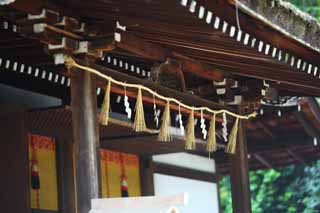 foto,tela,gratis,paisaje,fotografía,idea,Es un santuario santuario primero sintoísta en Uji, Apéndice de papel, Guirnalda de paja sintoísta, Persiana de bambú, Shinto