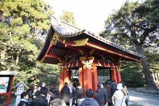 foto,tela,gratis,paisaje,fotografía,idea,Shrine pequeño caseta de Hachiman - gu con agua y cucharones, Las instalaciones, Visita de Año Nuevo para un santuario sintoísta, Soy pintado de rojo, Adoración