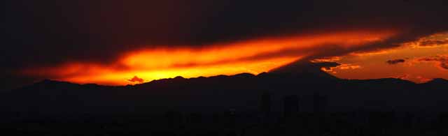 foto,tela,gratis,paisaje,fotografía,idea,Una puesta de sol de Tanzawa, Ridgeline, Rojo, Nube, De noche