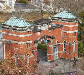 foto,tela,gratis,paisaje,fotografía,idea,El prisión puerta primera de Kanazawa del museo de pueblo de Meiji - mura, Construcción del Meiji, La occidentalización, Edificio historia de vaqueros -style, Herencia cultural