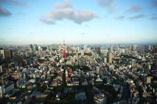 foto,tela,gratis,paisaje,fotografía,idea,Tokio entero opinión, Tokyo Tower, Edificio alto, Bahía de Tokio, La área del centro de la ciudad