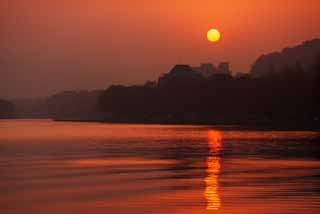 photo, la matière, libre, aménage, décrivez, photo de la réserve,Crépuscule du Xi-hu lac, lotus, Le soleil, Mettant soleil, La surface de l'eau