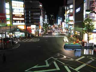 photo, la matière, libre, aménage, décrivez, photo de la réserve,Une vue de la nuit de Gotanda, Néon, enseigne, signal, traverser