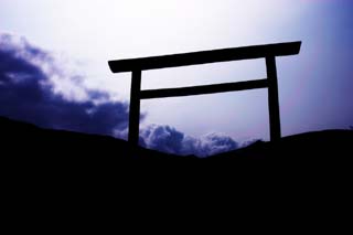 photo, la matière, libre, aménage, décrivez, photo de la réserve,Rêve d'un torii, porte du torii, nuage, ciel, île