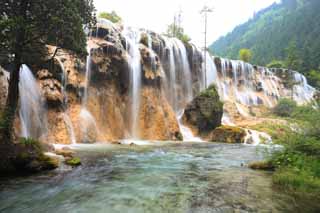 photo, la matière, libre, aménage, décrivez, photo de la réserve,Chintamanada Jiuzhaigou cascade, , , , 