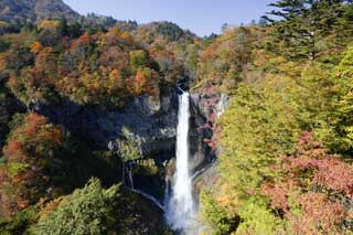 photo, la matière, libre, aménage, décrivez, photo de la réserve,La lumière du soleil chutes Kegon, chute d'eau, Érable, ciel bleu, Bave balancent