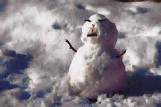 illust, matière, libre, paysage, image, le tableau, crayon de la couleur, colorie, en tirant,Joie d'un bonhomme de neige, bonhomme de neige, , Yuki Dharma poupée, champ neigeux