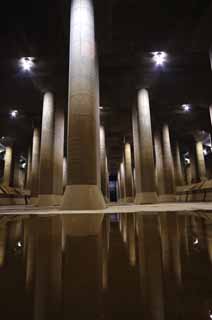 photo, la matière, libre, aménage, décrivez, photo de la réserve,Un temple clandestin énorme, Béton, pilier, réservoir, sous-sol