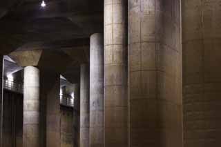 photo, la matière, libre, aménage, décrivez, photo de la réserve,Un temple clandestin énorme, Béton, pilier, réservoir, sous-sol