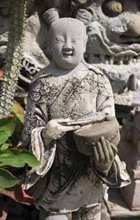 photo, la matière, libre, aménage, décrivez, photo de la réserve,Une statue de pierre de Wat Suthat, temple, Image bouddhiste, statue de pierre, Bangkok