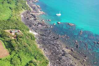 photo, la matière, libre, aménage, décrivez, photo de la réserve,Le rivage de Fukue, bateau de pêche, Lave, La mer propre, Transparence