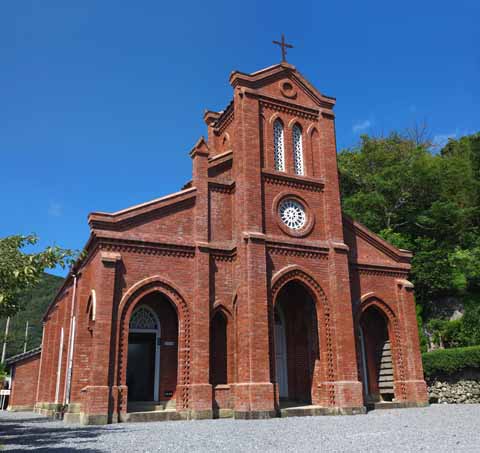 photo, la matière, libre, aménage, décrivez, photo de la réserve,Seigneur Dozaki de temple de Ciel, Il est construit de brique, Christianisme, croix, ciel bleu