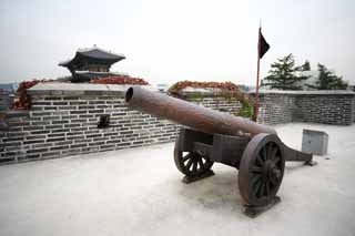 photo, la matière, libre, aménage, décrivez, photo de la réserve,C'est la porte Chang'an dans un canon, château, Affaires militaires, arme, mur de château