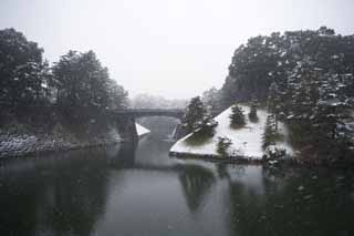 photo, la matière, libre, aménage, décrivez, photo de la réserve,pont de neige, Fossé, Palais, Garde impérial, Chute de neige