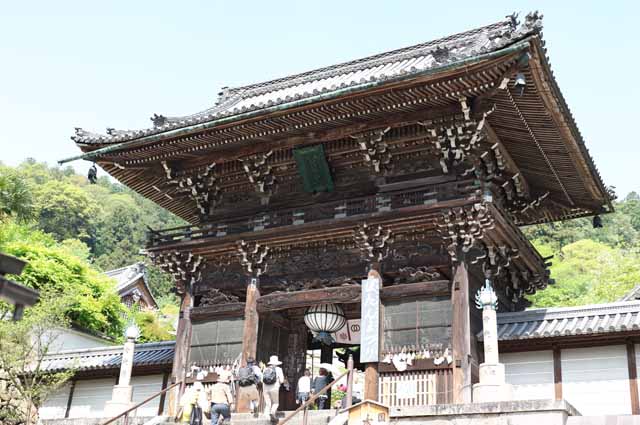 photo, la matière, libre, aménage, décrivez, photo de la réserve,La porte Deva de Temple Hase-dera, Mikado, Le Kannon, adorateur, Mitera de la fleur