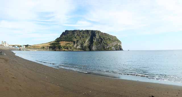 photo, la matière, libre, aménage, décrivez, photo de la réserve,Shiroyama Hiji sommet, ilchulbong du seongsan, Cliff, île volcanique, tache de la beauté