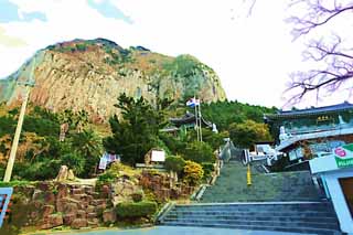 illust, matière, libre, paysage, image, le tableau, crayon de la couleur, colorie, en tirant,Temple Sanbanggul, montagne branlante, Chaitya, Image Kannon, dôme de la lave