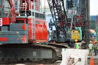 photo, la matière, libre, aménage, décrivez, photo de la réserve,Une machine industrielle lourde, pas de la chenille, grue, site de la construction, La tache de la construction