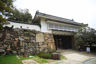 photo, la matière, libre, aménage, décrivez, photo de la réserve,L'Okayama-jo Château pas porte claire, château, porte de château, Chantez le château, 