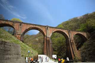 photo, la matière, libre, aménage, décrivez, photo de la réserve,Megane-bashi lient, pont ferroviaire, Laissez-passer de montagne Usui, Yokokawa, Le troisième pont Usui