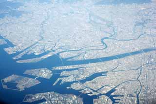 Foto, materieel, vrij, landschap, schilderstuk, bevoorraden foto,Afgrond van Osaka, De zee, Nieuwe Yodogawa, Mt. Tenpo tijdperk, De Hanshin Expressway