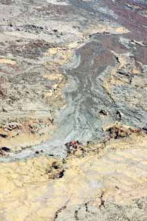 Foto, materieel, vrij, landschap, schilderstuk, bevoorraden foto,Hawaii Eiland luchtfotografie, Lava, De krater, Krak in hét gemaald, Woestijn