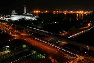 Foto, materieel, vrij, landschap, schilderstuk, bevoorraden foto,Avond van Odaiba, Lichtbak, Belichting, Zee, Avond