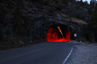 Foto, materieel, vrij, landschap, schilderstuk, bevoorraden foto,Bron afgraving tunnel, Tunnel, Natriumlamp, De dageraad, Asfaltbitumen