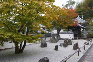 Foto, materieel, vrij, landschap, schilderstuk, bevoorraden foto,Een rots tuin van een hel tempel behorend te de Zen sekte, Maak landschap Japanse tuin droog, Doe schudden tuin, Zand ontwerpen, 