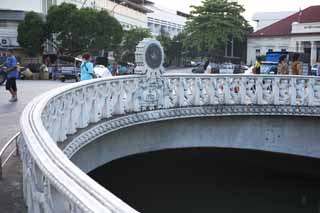 Foto, materieel, vrij, landschap, schilderstuk, bevoorraden foto,Een balustrade van een brug, Balustrade, Brug, Thailand, Rivier