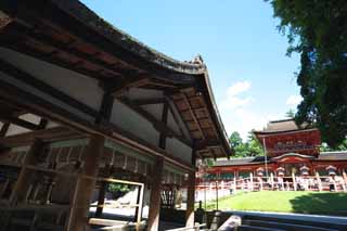 Foto, materieel, vrij, landschap, schilderstuk, bevoorraden foto,Kasuga Taisha Shrine, Shinto, Shinto heiligdom, Ik word in rood geschilderd, Dak