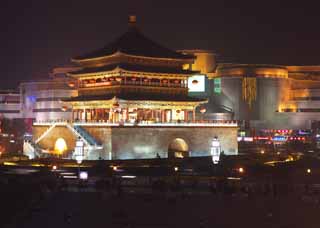 Foto, materieel, vrij, landschap, schilderstuk, bevoorraden foto,Bell Tower, Chang'an, , Baksteen, Verlichting-boven