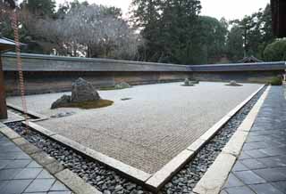 Foto, materieel, vrij, landschap, schilderstuk, bevoorraden foto,De Rock Garden in de tempel van de vreedzame draak, Wereld Heritage, Doe schudden tuin, Zen tempel, Muromachi Shogunate