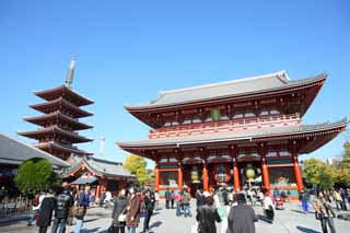 Foto, materieel, vrij, landschap, schilderstuk, bevoorraden foto,Senso-ji Temple Hozo-mon Poort, Bezoekende touristenplaats stip, Senso-ji Tempel, Asakusa, Lantaarn