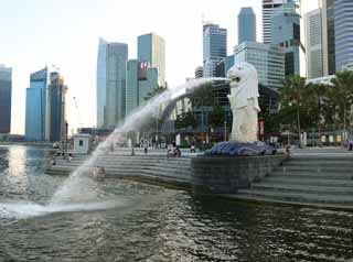 Foto, materieel, vrij, landschap, schilderstuk, bevoorraden foto,Merlion, Singapure, Merlion parkeren, Mermaid, Oeroude stad