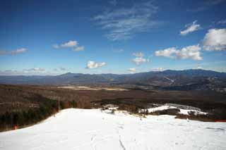 Foto, materieel, vrij, landschap, schilderstuk, bevoorraden foto,Een helling, Yatsugatake, Helling, Ski, Spoor