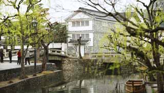 Foto, materieel, vrij, landschap, schilderstuk, bevoorraden foto,Kurashiki Kurashiki River, Traditionele cultuur, Wilg, Japanse cultuur, De geschiedenis