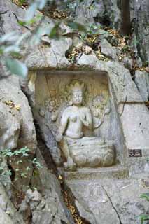 fotografia, materiale, libero il panorama, dipinga, fotografia di scorta,Un'immagine di HangzhouLingyingTemple di Budda scrisse sulla rupe levigata, Buddismo, Ishibotoke, Immagine buddista, Faith