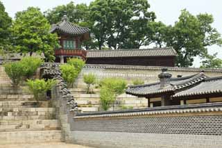 fotografia, materiale, libero il panorama, dipinga, fotografia di scorta,Il muro del sacrario di Akitoku, La Corte Imperiale l'architettura, tegola, Ishigaki, eredità di mondo