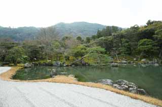 fotografia, materiale, libero il panorama, dipinga, fotografia di scorta,Tenryu-ji fa del giardinaggio, Chaitya, stagno, eredità di mondo, Sagano