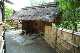 fotografia, materiale, libero il panorama, dipinga, fotografia di scorta,Kairaku-en Garden la pergola di Yoshifumi, Paglia, Cerimonia di tè, Edificio di Giapponese-stile, stanza di resto