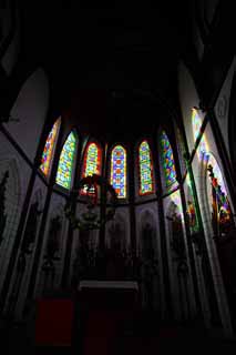 fotografia, materiale, libero il panorama, dipinga, fotografia di scorta,Meiji-mura Villaggio Museo St. Xavier Lord di tempio di Cielo, Vetro macchiato, L'occidentalizzazione, Edificio di occidentale-stile, Eredità culturale