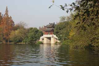 fotografia, material, livra, ajardine, imagine, proveja fotografia,Uma Casa de música-como carga, ponte, torre de ponte, superfície de um lago, ponte de pedra