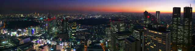 fotografia, material, livra, ajardine, imagine, proveja fotografia,Crepúsculo de Shinjuku, Shinjuku, edifício de edifício alto, arranha-céu, Shinjuku estacionam